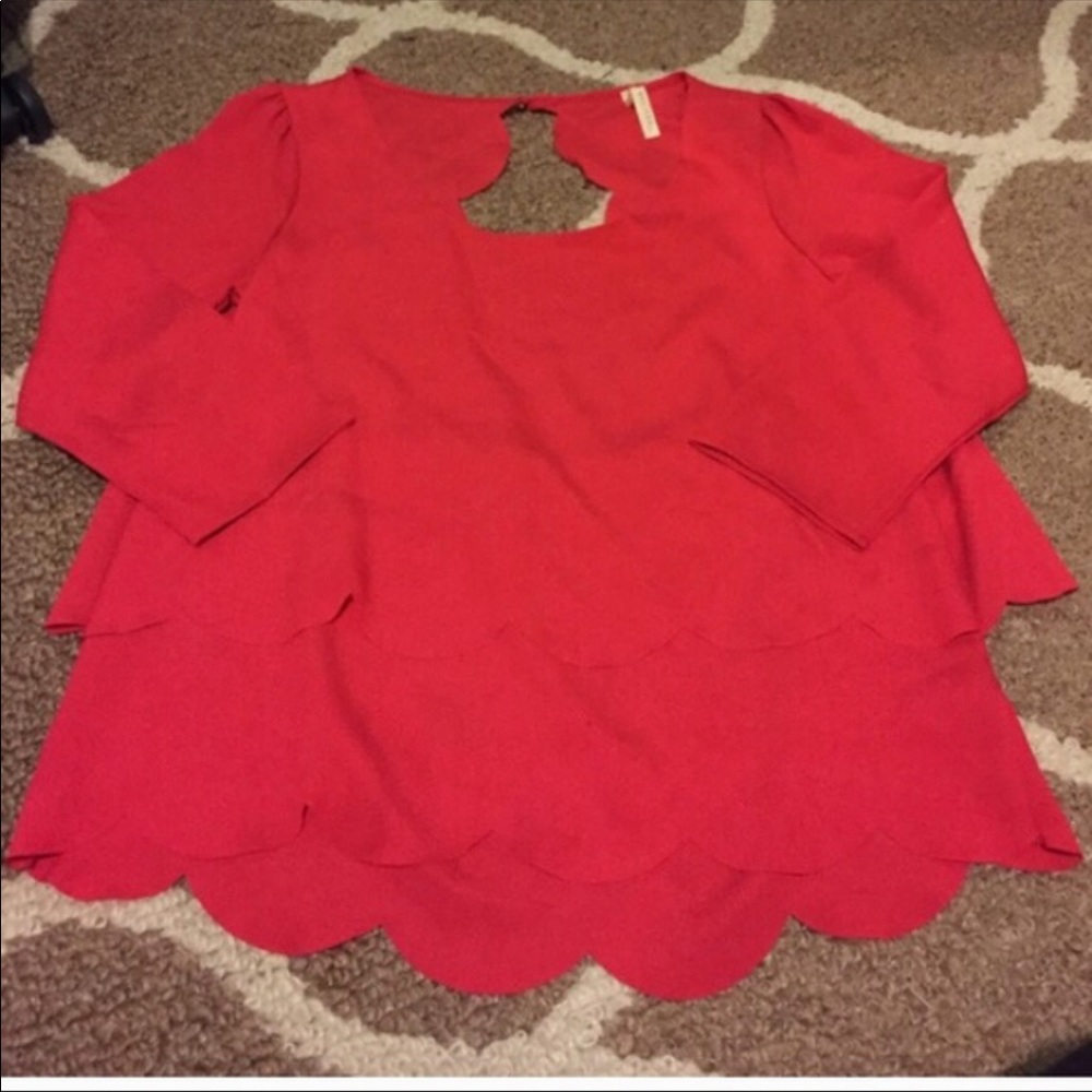 Francesca’s Red scalloped top